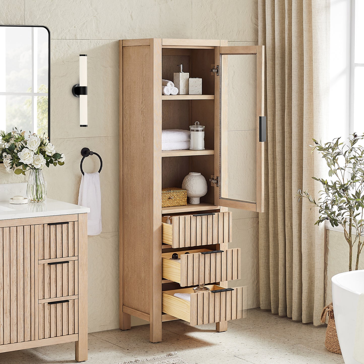 Shenzhen 22" Aged Natural Oak Storage Cabinet