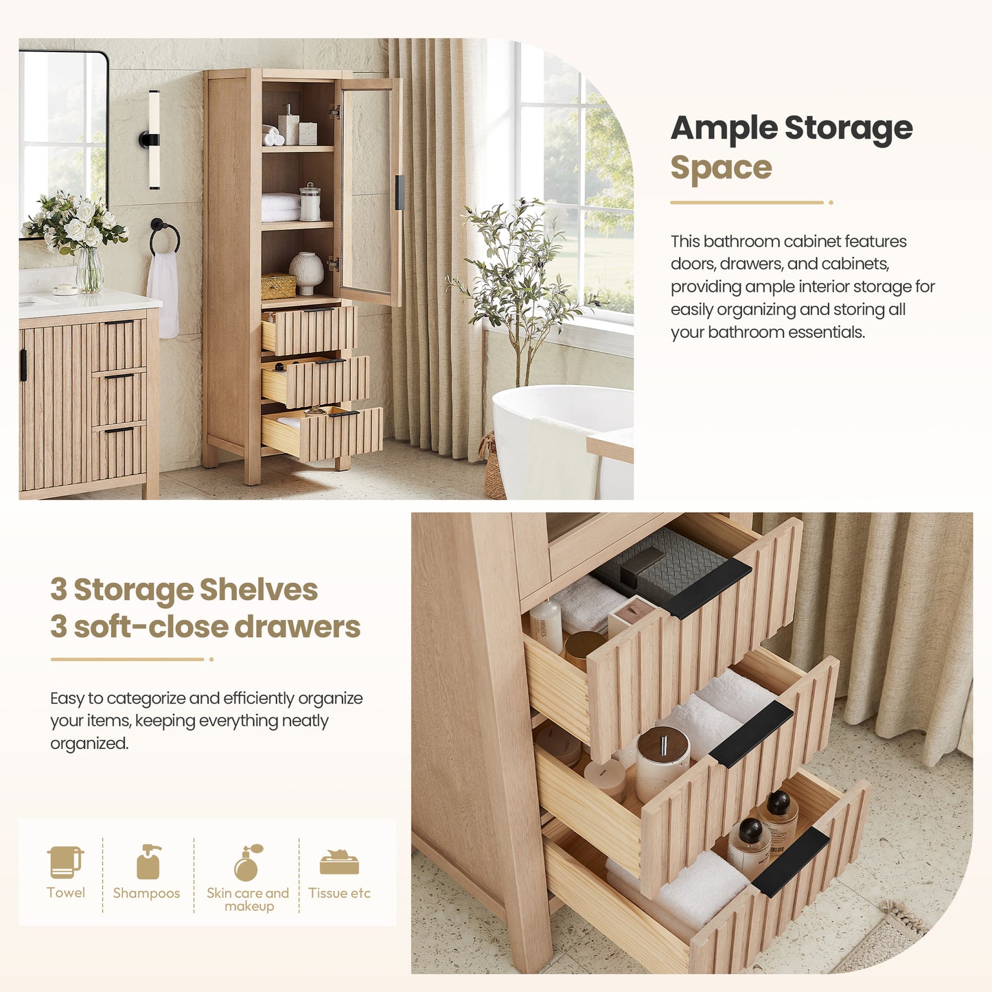 Shenzhen 22" Aged Natural Oak Storage Cabinet