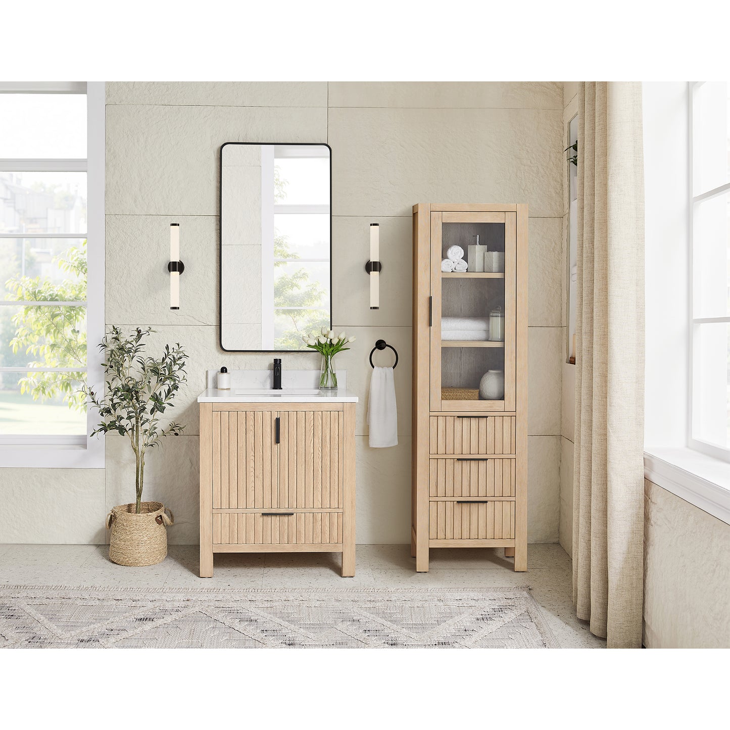 Shenzhen 30" Single Sink Bath Vanity in Aged Natural Oak