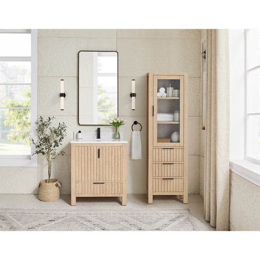Shenzhen 30" Single Sink Bath Vanity in Aged Natural Oak