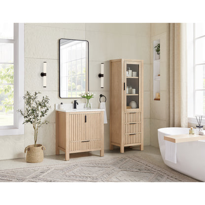 Shenzhen 30" Single Sink Bath Vanity in Aged Natural Oak