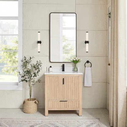 Shenzhen 30" Single Sink Bath Vanity in Aged Natural Oak