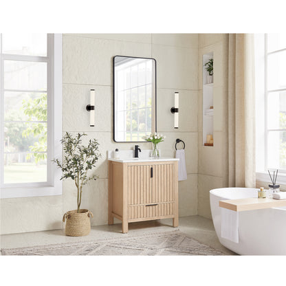 Shenzhen 30" Single Sink Bath Vanity in Aged Natural Oak