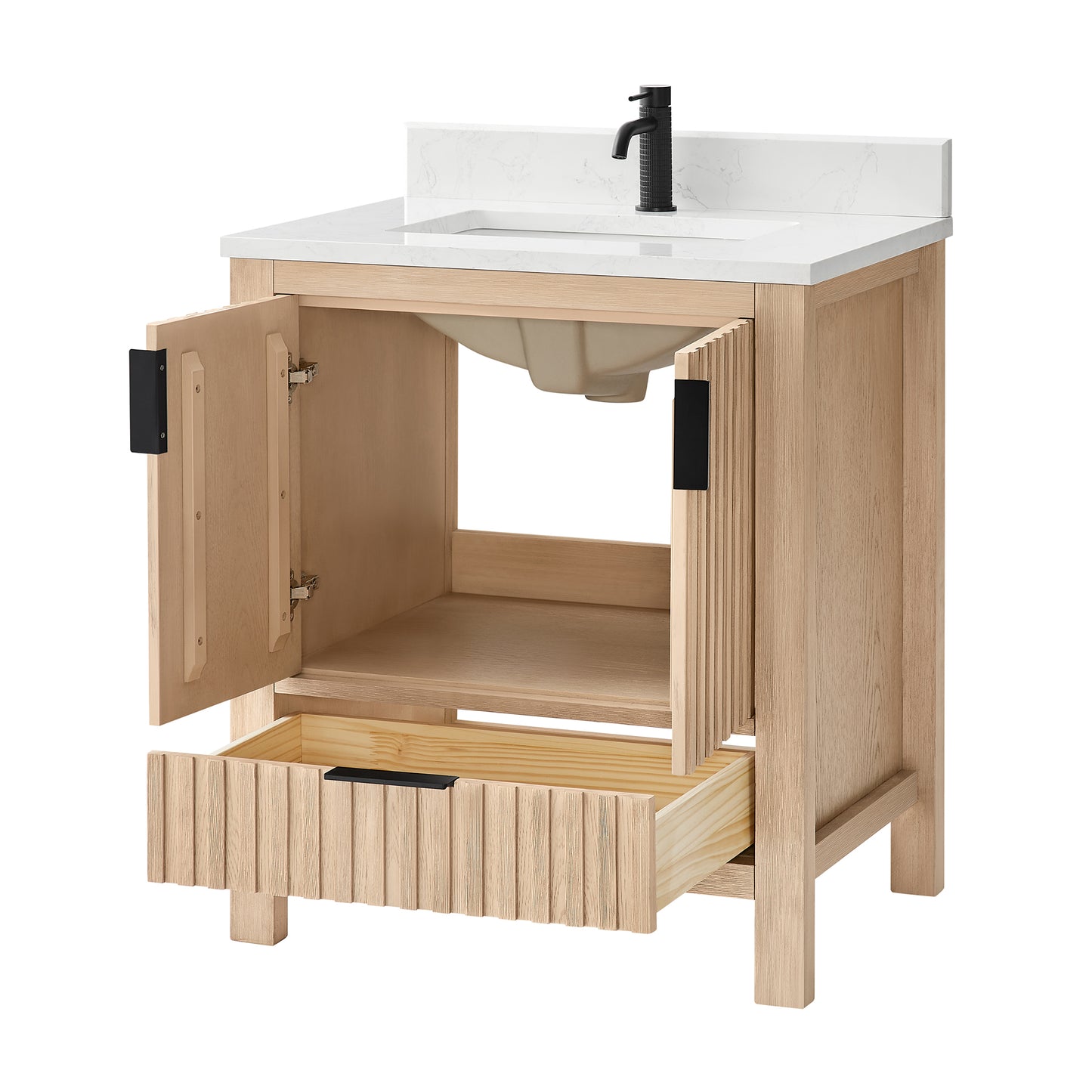Shenzhen 30" Single Sink Bath Vanity in Aged Natural Oak