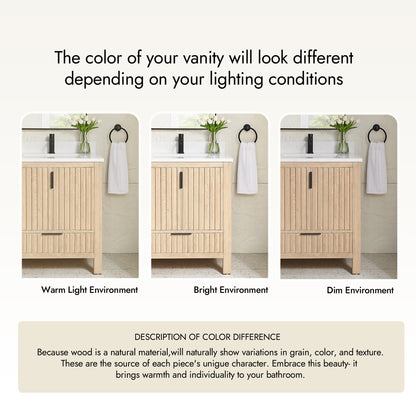 Shenzhen 30" Single Sink Bath Vanity in Aged Natural Oak