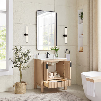 Shenzhen 30" Single Sink Bath Vanity in Aged Natural Oak
