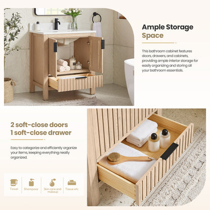 Shenzhen 30" Single Sink Bath Vanity in Aged Natural Oak