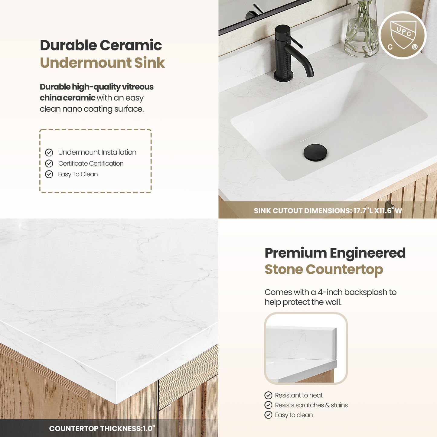 Shenzhen 30" Single Sink Bath Vanity in Aged Natural Oak