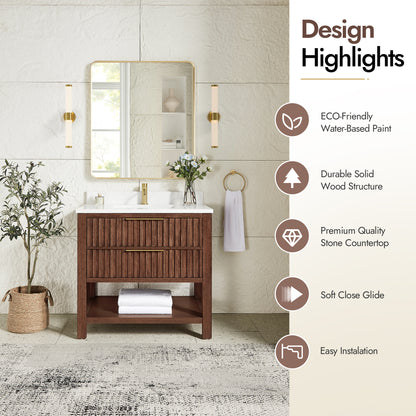 Vitre 36" Single Sink Bath Vanity in Aged Dark Brown Oak