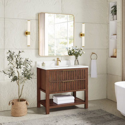 Vitre 36" Single Sink Bath Vanity in Aged Dark Brown Oak