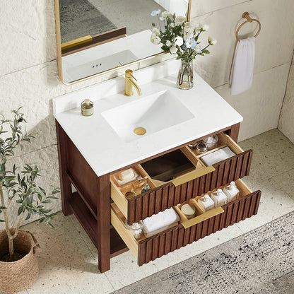 Vitre 36" Single Sink Bath Vanity in Aged Dark Brown Oak