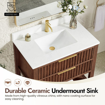 Vitre 36" Single Sink Bath Vanity in Aged Dark Brown Oak