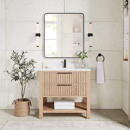 Vitre 36" Single Sink Bath Vanity in Aged Natural Oak