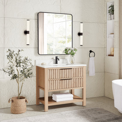 Vitre 36" Single Sink Bath Vanity in Aged Natural Oak