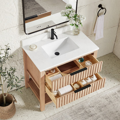 Vitre 36" Single Sink Bath Vanity in Aged Natural Oak