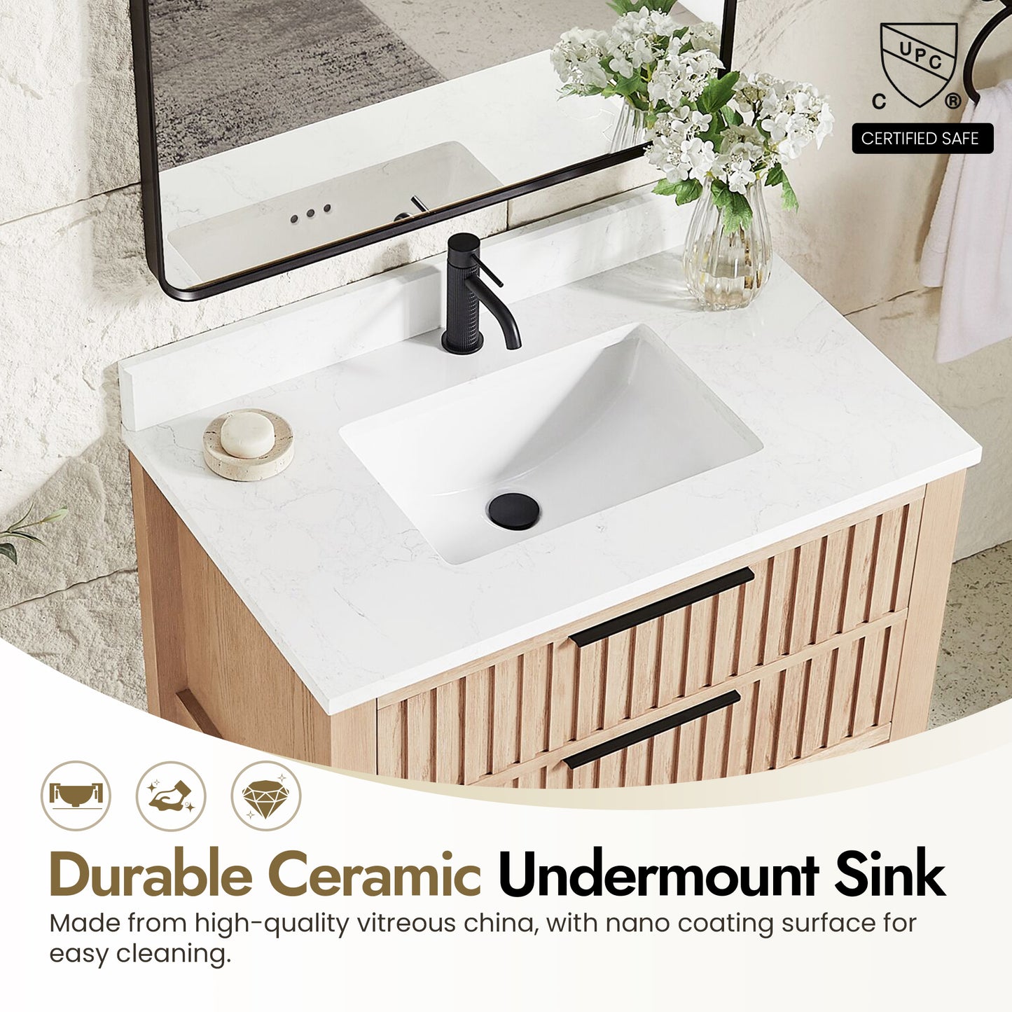 Vitre 36" Single Sink Bath Vanity in Aged Natural Oak