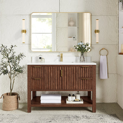 Vitre 48" Single Sink Bath Vanity in Aged Dark Brown Oak