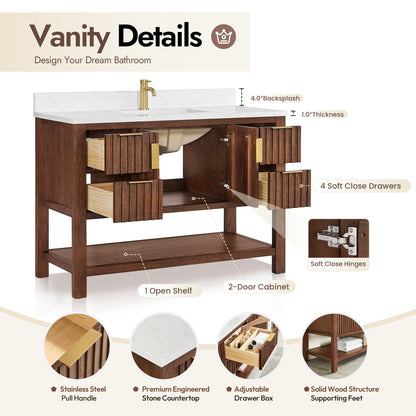 Vitre 48" Single Sink Bath Vanity in Aged Dark Brown Oak