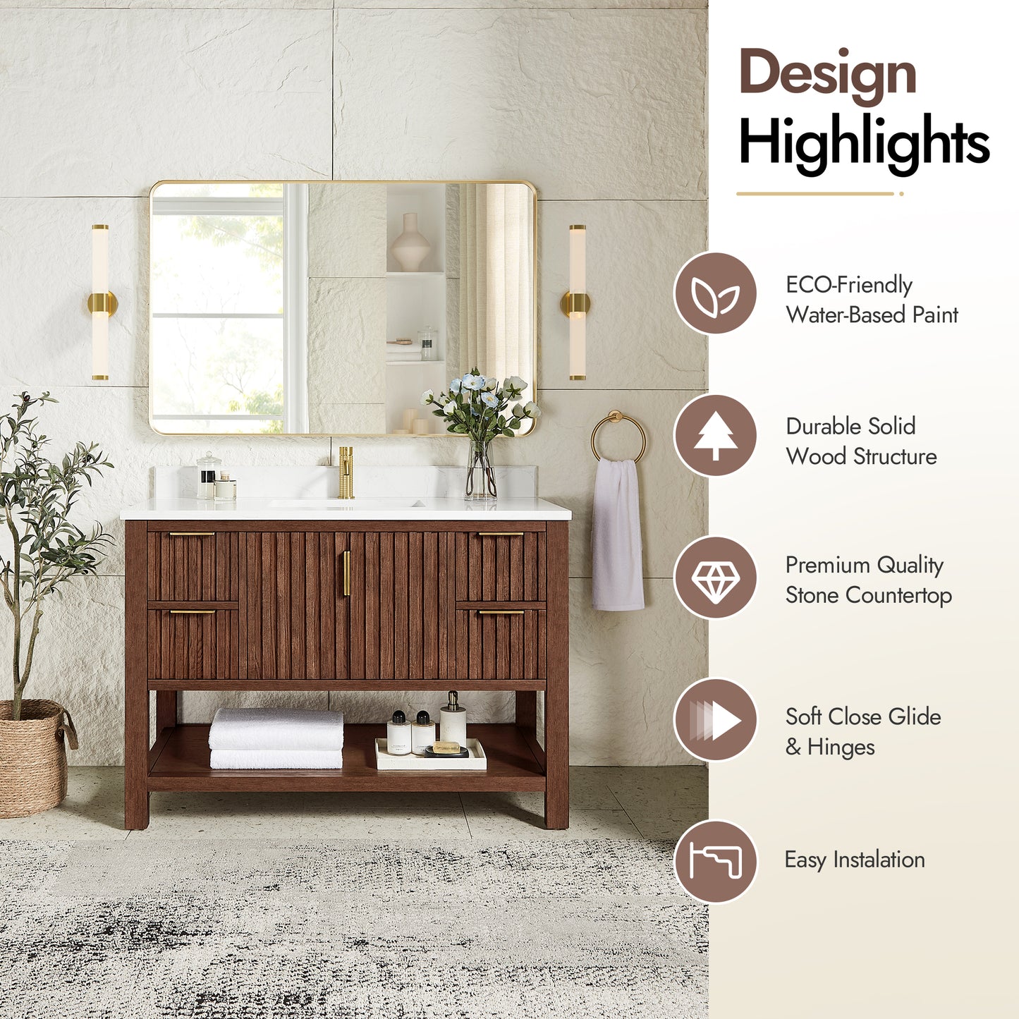 Vitre 48" Single Sink Bath Vanity in Aged Dark Brown Oak