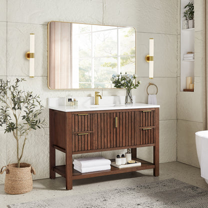 Vitre 48" Single Sink Bath Vanity in Aged Dark Brown Oak