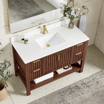 Vitre 48" Single Sink Bath Vanity in Aged Dark Brown Oak
