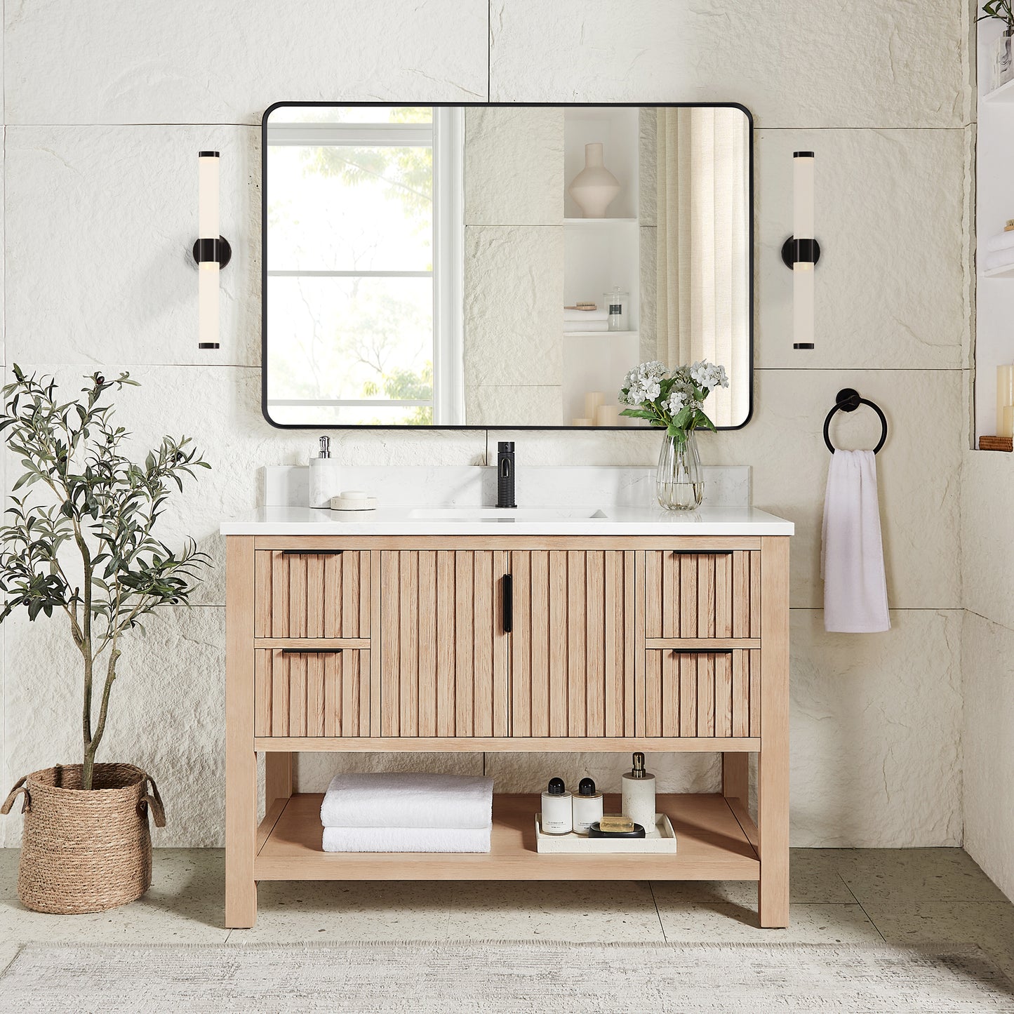Vitre 48" Single Sink Bath Vanity in Aged Natural Oak