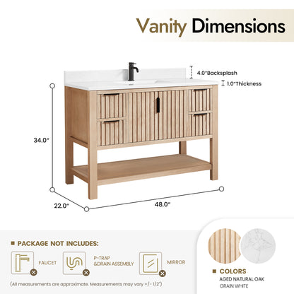 Vitre 48" Single Sink Bath Vanity in Aged Natural Oak