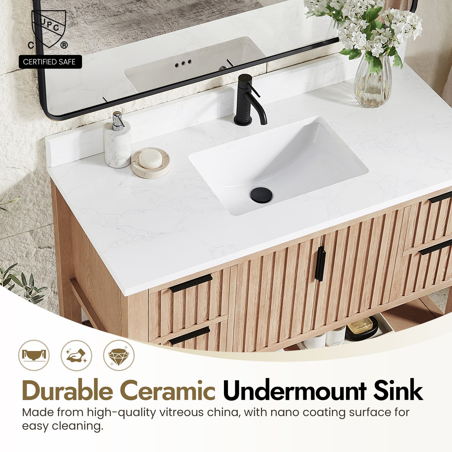 Vitre 48" Single Sink Bath Vanity in Aged Natural Oak