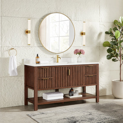 Vitre 60" Single Sink Bath Vanity in Aged Dark Brown Oak