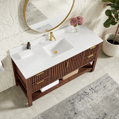Vitre 60" Single Sink Bath Vanity in Aged Dark Brown Oak
