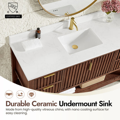 Vitre 60" Single Sink Bath Vanity in Aged Dark Brown Oak