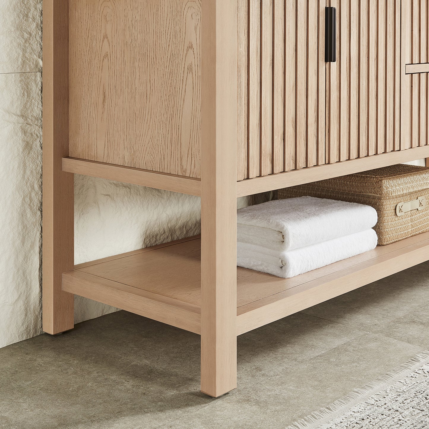 Vitre 60M" Double Sink Bath Vanity in Aged Natural Oak