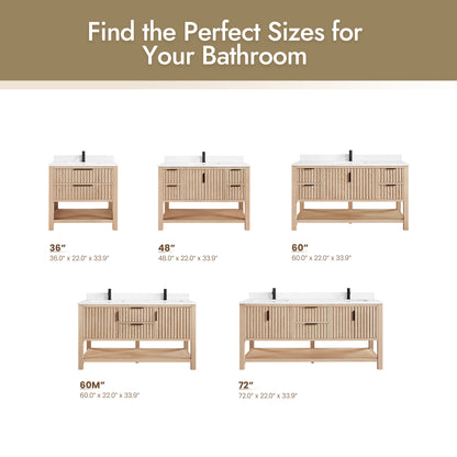 Vitre 60M" Double Sink Bath Vanity in Aged Natural Oak