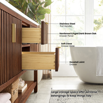 Vitre 72" Double Sink Bath Vanity in Aged Dark Brown Oak