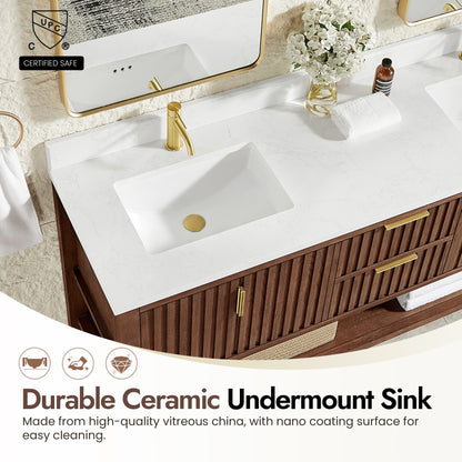 Vitre 72" Double Sink Bath Vanity in Aged Dark Brown Oak