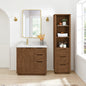 Abuja 36" Free-standing Single Bath Vanity in Oak Weathered Brown with White Grain Stone Top