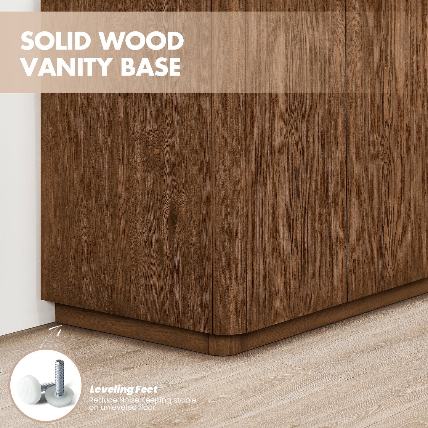 Abuja 36" Free-standing Single Bath Vanity in Oak Weathered Brown with White Grain Stone Top