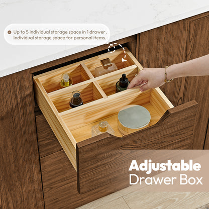 Abuja 48" Free-standing Single Bath Vanity in Oak Weathered Brown with White Grain Stone Top