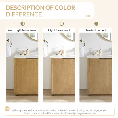 Abuja 48" Free-standing Single Bath Vanity in Washed Ash Grey with White Grain Stone Top