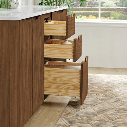 Abuja 72" Free-standing Double Bath Vanity in Oak Weathered Brown with White Grain Stone Top