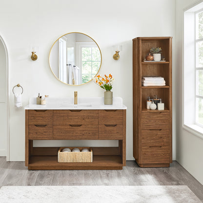Harbin 20in. Oak Weathered Brown Storage Cabinet for Bathroom, Kitchen and Living Room