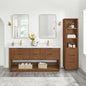 Harbin 72" Free-standing Double Bath Vanity in Oak Weathered Brown with White Grain Stone Top