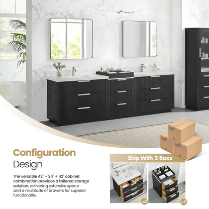 Santarem 108" Combined Double Bath Vanity in Oak Weathered Black