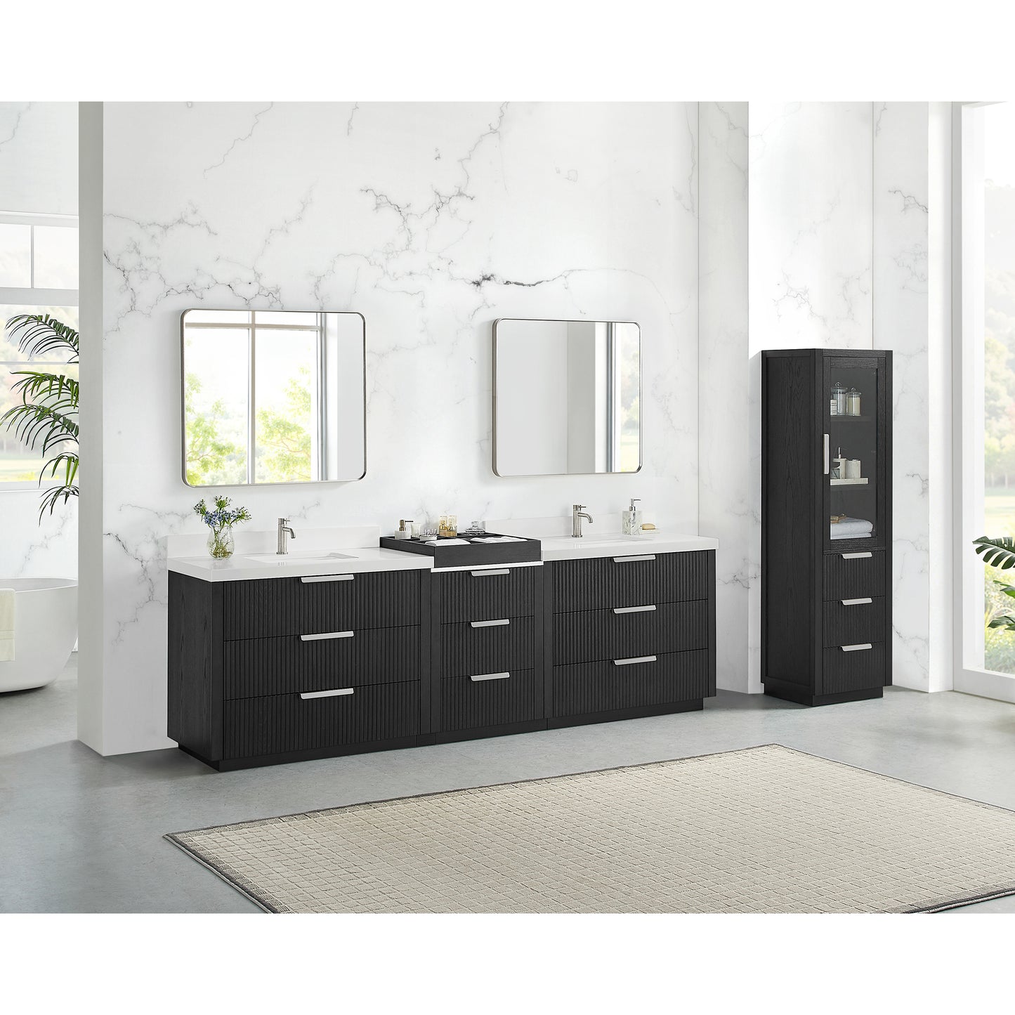 Santarem 108" Combined Double Bath Vanity in Oak Weathered Black