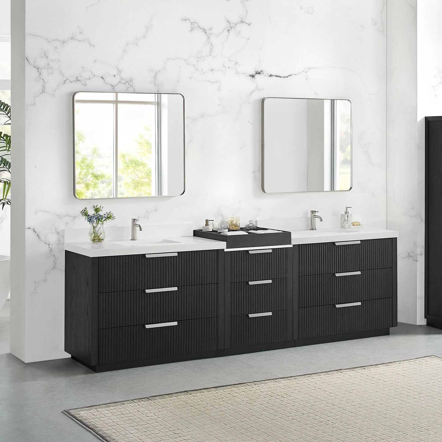 Santarem 108" Combined Double Bath Vanity in Oak Weathered Black