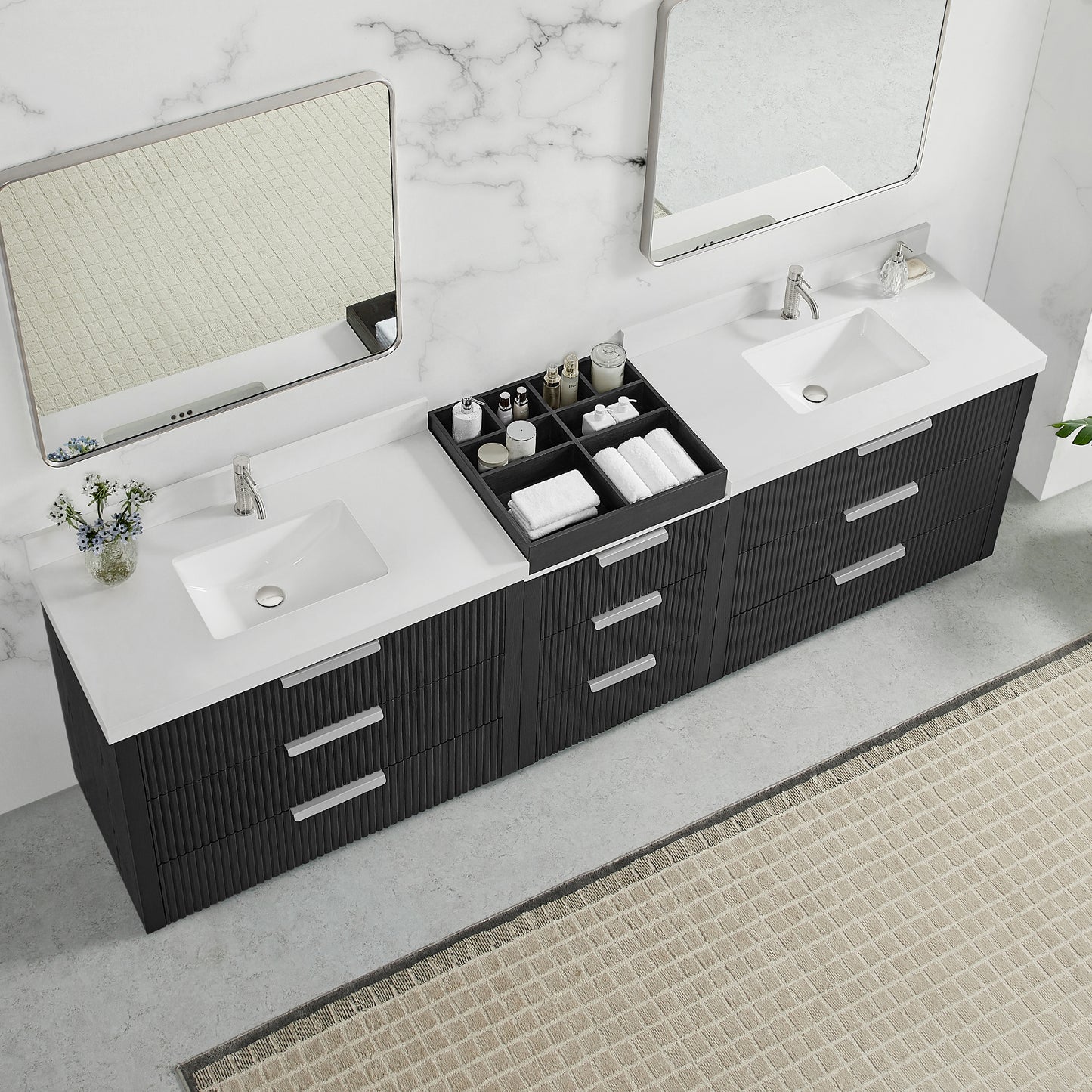 Santarem 108" Combined Double Bath Vanity in Oak Weathered Black