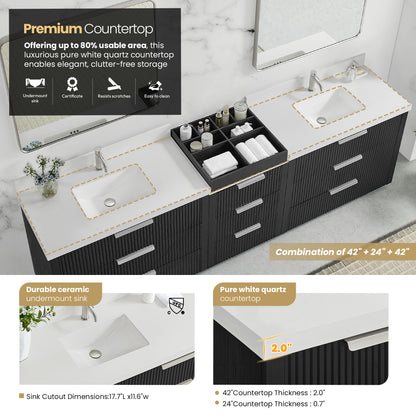 Santarem 108" Combined Double Bath Vanity in Oak Weathered Black