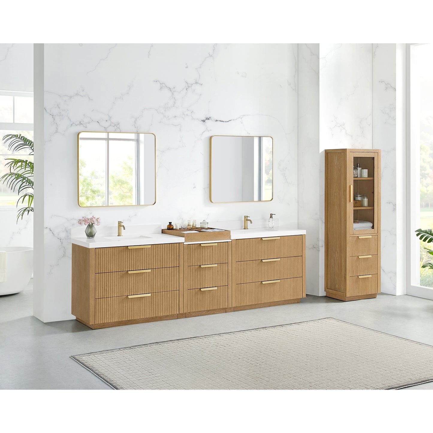 Santarem 108" Combined Double Bath Vanity in Washed Ash Grey