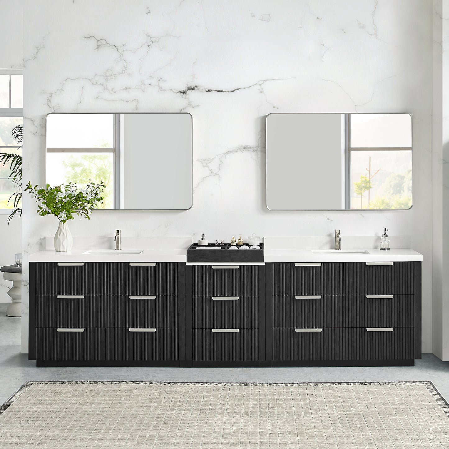 Santarem 120" Combined Double Bath Vanity in Oak Weathered Black