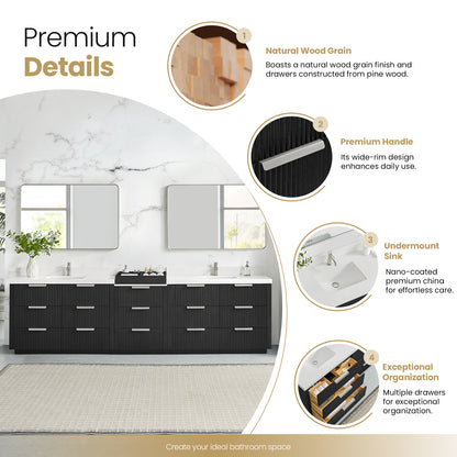 Santarem 120" Combined Double Bath Vanity in Oak Weathered Black
